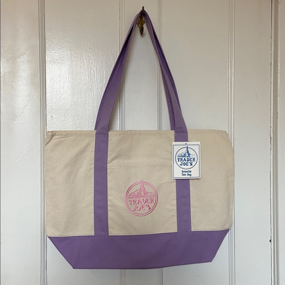 Trader Joe's Large Lavender Canvas Tote Bag